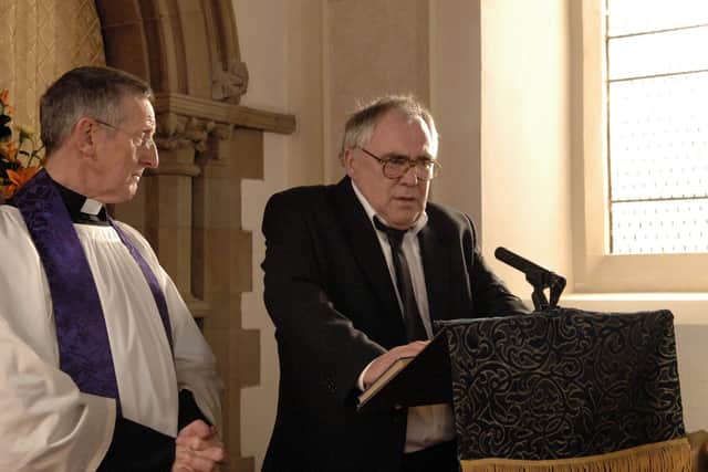 Actor Jim is pictured with his life long friend Bill Tarmey who played Jack Duckworth on the Coronation Street set in 2008 during filming of the funeral of Vera Duckworth who was played by Liz Dawn SUS-200519-161422001