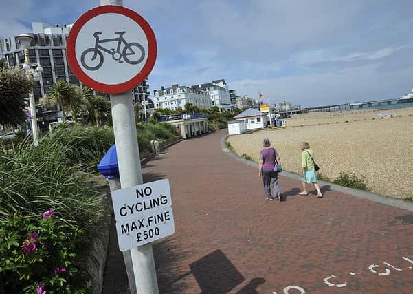 Seafront No Cycle Sign Eastbourne Prom SUS-150618-070904001