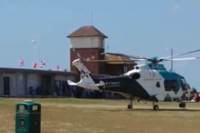 A spokesperson for Sussex Police confirmed emergency services were responding to a medical incident at Littlehampton Harbour. Still from video courtesy of Jason Hudges