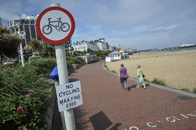Seafront No Cycle Sign Eastbourne Prom