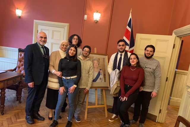 Ahmad Yabroudi from Sussex Syrian Community Group with family and friends at the British Naturalisation Ceremony 2019