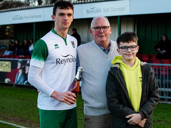 Dan Smith receives a player of the month award at Nyewood Lane earlier this season / Picture: Tommy McMillan