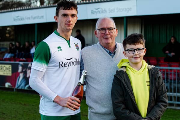 Dan Smith receives a player of the month award at Nyewood Lane earlier this season / Picture: Tommy McMillan
