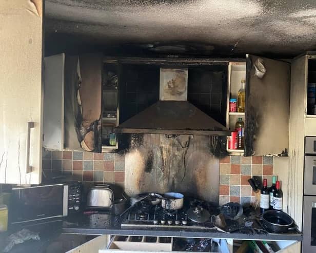The damage to the kitchen caused by the fire. Photo: Midhurst Fire Station