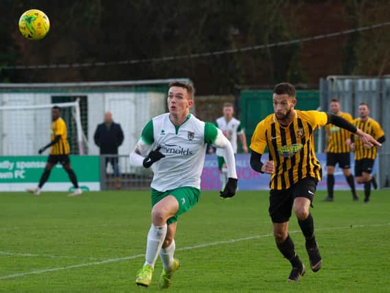 Dan Smith leads the line in a win over Folkestone in January / Picture: Tommy McMillan