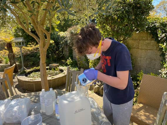 Christopher Hooper has developed his own hand sanitiser, using a formula from the World Health Organisation (WHO)