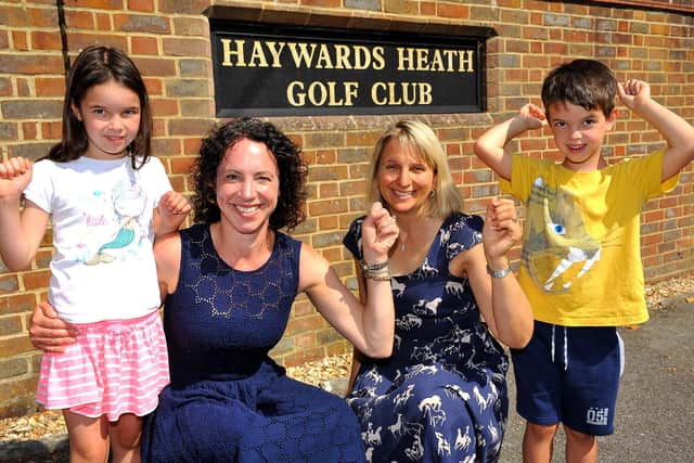 Sarah Munday with her children, Emily and Tom, and Liz Evans. Picture: Steve Robards