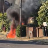 The car burst into flames following a collision SUS-200529-155247001