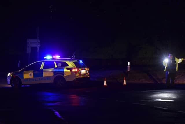 Police at the incident last night on the A259 between Seaford and Friston