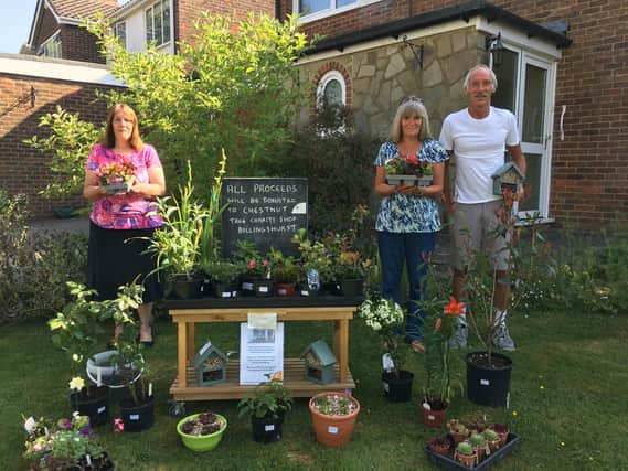 Vicki Pidgley, Angie and Keith Blackman at the plant stall in Billingshurst to raise funds for Chestnut Tree House SUS-200306-120530001