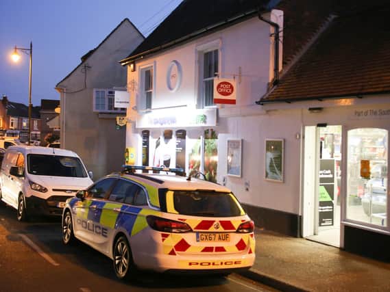 Officers were called to the Co-op store at The Square at around 6.25pm on Sunday, May 24, to a reportof a man entering the shop with a machete and stealing cash from the tills