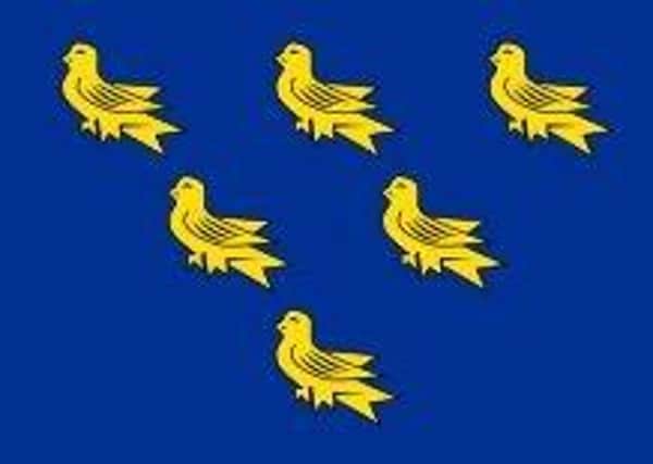 Martlets on the traditional Sussex flag SUS-160523-131506001