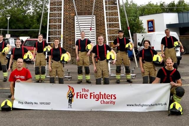 The firefighters after their challenge.