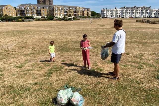 Georgina Kirkup and her family collected seafront rubbish on a trip to the beach