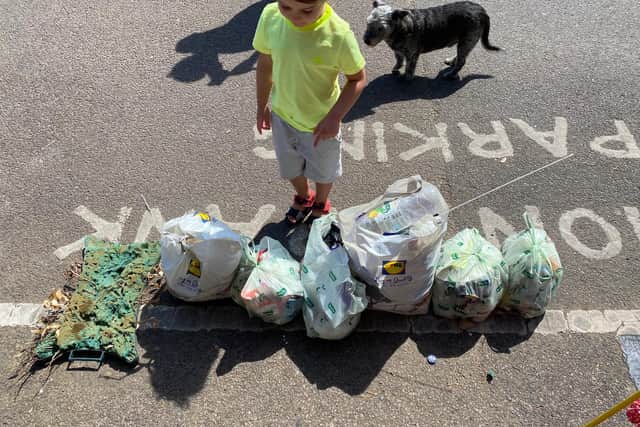 Georgina Kirkup and her family collected seafront rubbish on a trip to the beach
