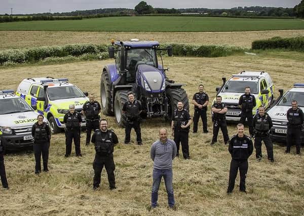 Mark Chandler (centre) with the new rural crime team at Moor Farm in Petworth