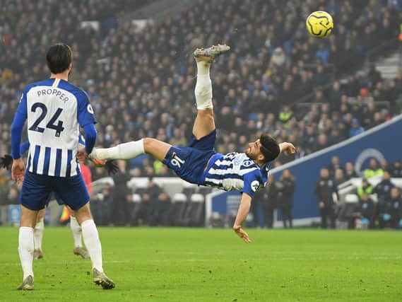 Alireza Jahanbakhsh fires home a dramatic overhead kick to seal a point for Brighton against Chelsea on New Year's Day