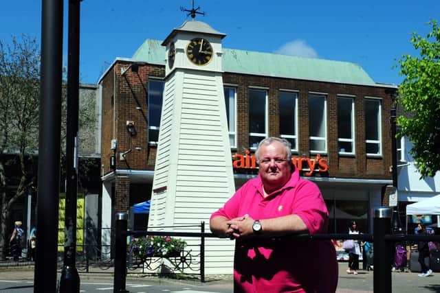 Town councillor Mike Northeast fought to keep the clock tower as it is