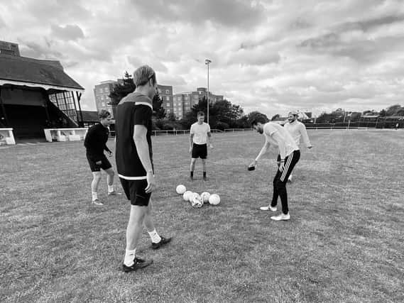 Distanced training for a number of Bexhill Utd players / Picture: Bexhill United Twitter