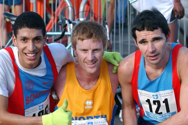Peter Riley, centre, in 2006 - his win gave him the record time of 29.02 on the city course