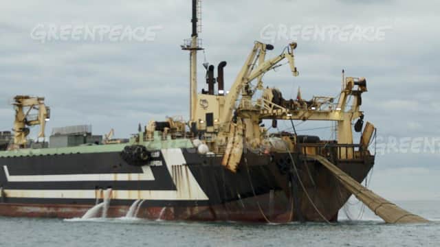 Margiris Supertrawler in the English Channel, UK - Photo by Greenpeace SUS-201106-172429001