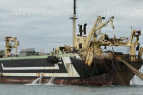 Margiris Supertrawler in the English Channel, UK - Photo by Greenpeace SUS-201106-172429001