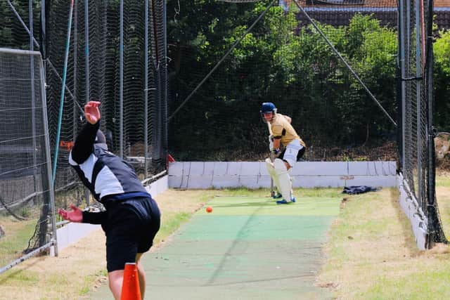 Cricketers in the nets at Horley