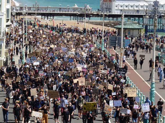 More than 10,000 people took to the streets of Brighton in support of the Black Lives Matter movement