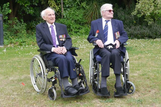 Normandy veterans Len Gibbon, right, and Peter Hawkins at Care for Veterans in Worthing