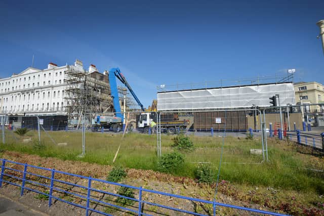 Site of the Claremont Hotel in Eastbourne after the fire in 2019. Photos taken May 28 2020 SUS-200528-110745001