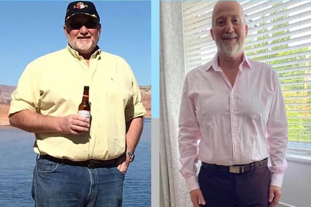 Michael Meachin before and after his weight loss with the Yapton Slimming World group