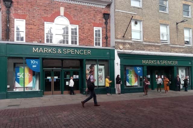 Shoppers queuing for Marks and Spencer in North Street