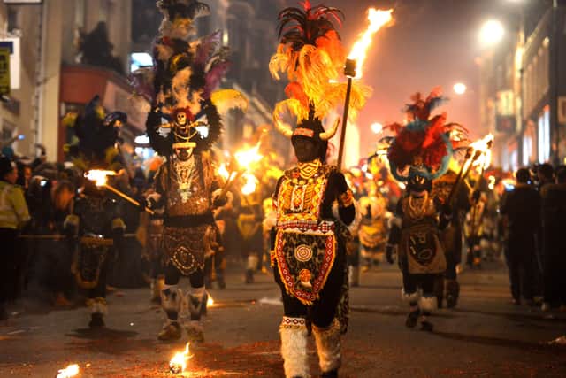 'Blacked up'  Zulus at a previous Lewes Bonfire event. Picture: Peter Cripps
