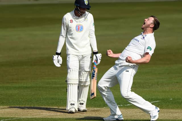 Ollie Robinson in wicket-taking action for Sussex / Picture: Getty