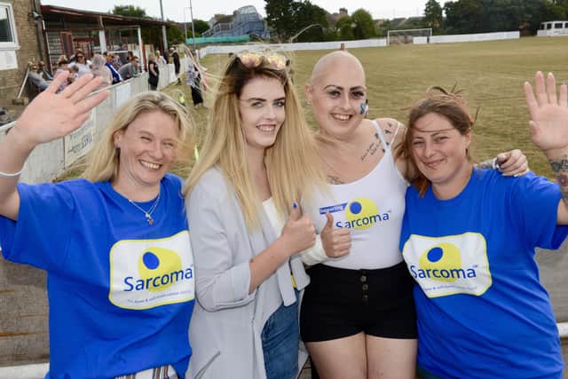 At the Sarcoma UK fundraising event at Southwick Football Club in July 2018, from left, Katy Morris, Paige Harman, Holly Edwards and Helen McMullen. Picture: Stephen Goodger