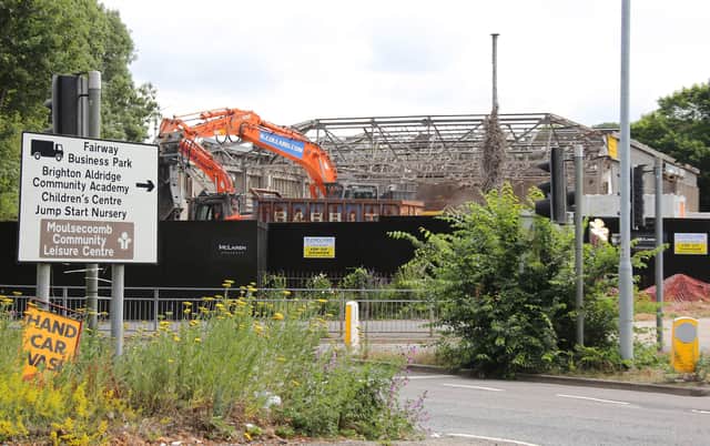 The demolition of the skip and waste centre in Moulsecoomb Way, Brighton, started today (June 17) SUS-200617-174456001