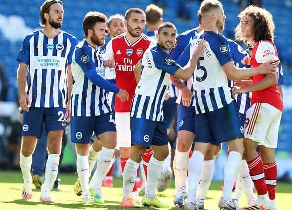 Brighton striker Neal Maupay had a lively afternoon at the Amex Stadium against Arsenal