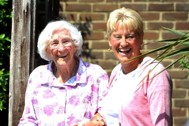 Joan Finlay with her friend Julie Ward. Picture: Steve Robards SR2006201