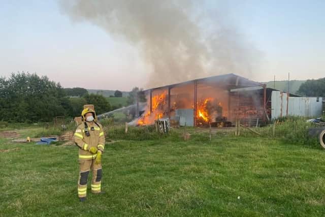 Animals were evacuated from the barn. Photo: Petersfield Fire Station