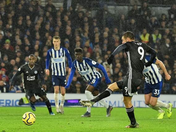 Jamie Vardy was on target for Leicester against Brighton earlier this season