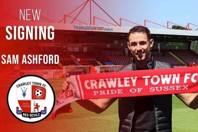 Sam Ashford is Crawley's latest signing / Picture: Crawley Town FC