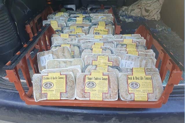 O’Hagan’s Sausages ready for delivery to HEART. Picture: Chris Spink