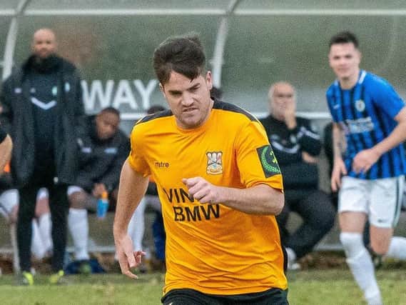 Brannon O'Neill netted for Three Bridges in their FA Trophy defeat away at Staines Town. Picture by Chris Neal