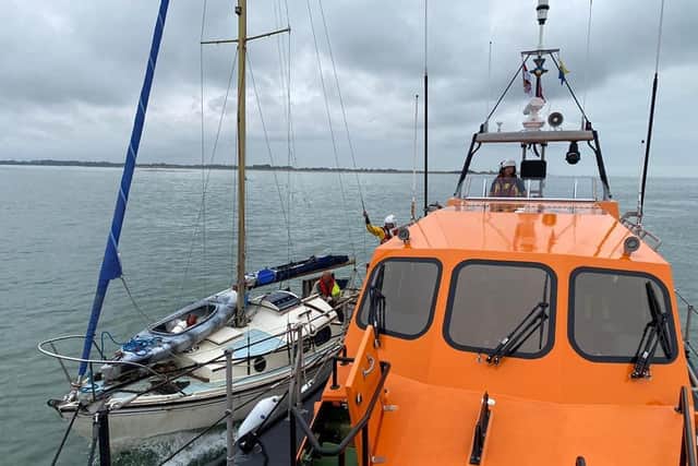 Small yacht rescued by an RNLI All Weather Lifeboat