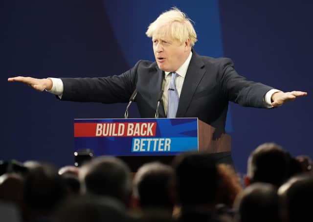 Boris Johson addressing the Conservative Party Conference in Manchester last week  (Photo by Christopher Furlong/Getty Images)