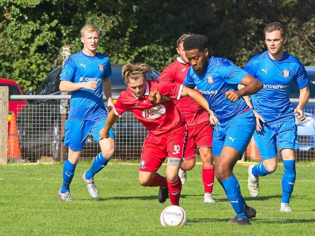 Alfie Loversidge netted a hat-trick in Hassocks' 4-1 win over AFC Varndeanians. Picture by Chris Neal