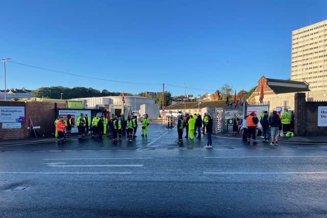 HGV drivers on the picket line at Hollingdean on the first day of the strike