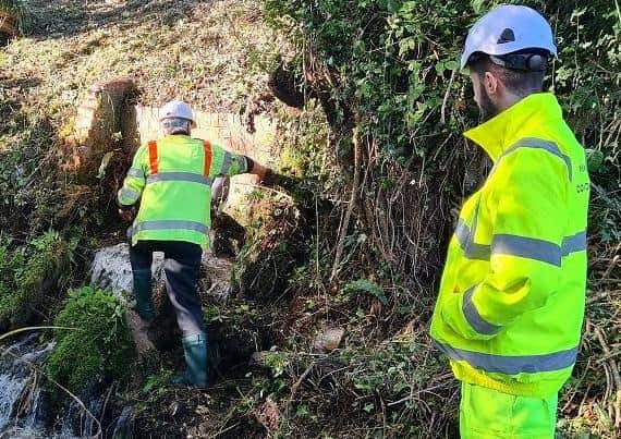 The council has pulled together specialist teams and contractors, including geotechnical engineers, topographical experts and a diver for surveying beneath water level. Photo: West Sussex Highways