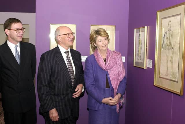 Lady Nicholas Gordon Lennox at Pallant House Gallery in 2001, admiring the collection with Dr John Birch, centre, and director Stefan van Raay. Picture: Malcolm McCluskey