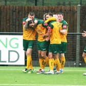 Horsham will be hoping for more scenes of celebration when they host Woking in the FA Cup fourth qualifying round this Saturday. Picture by Derek Martin and Photography